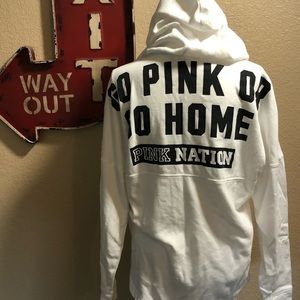 White PINK hoodie.